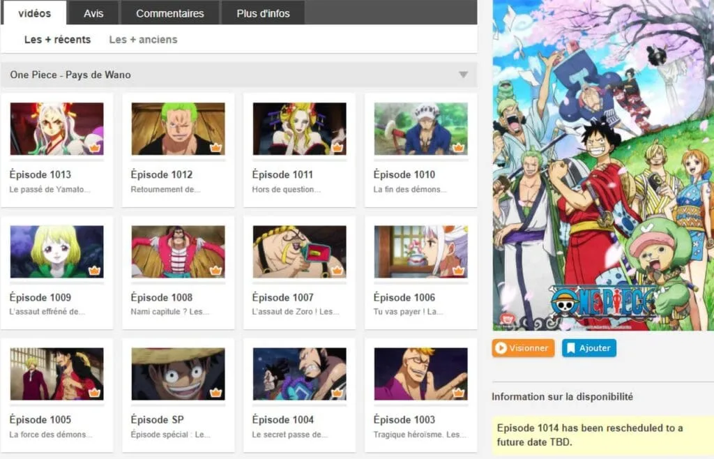 One Piece sur Crunchyroll