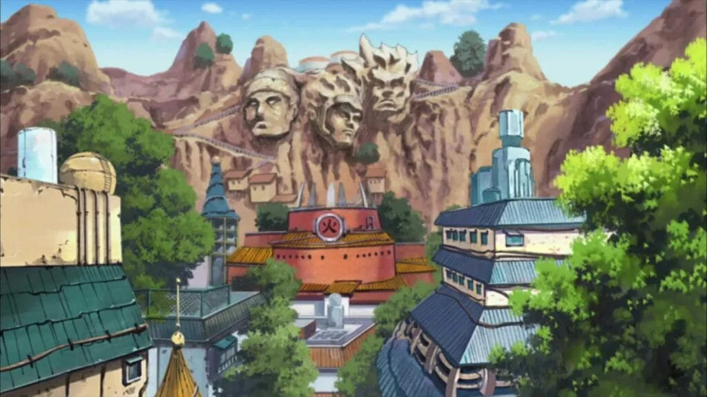Le village de Konoha dans l'anime Naruto