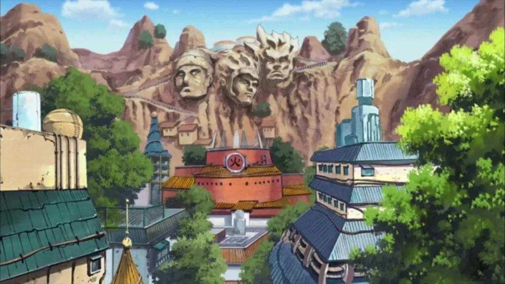 Le village de Konoha dans l'anime Naruto