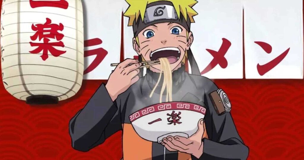 Naruto dégustant de délicieux ramens