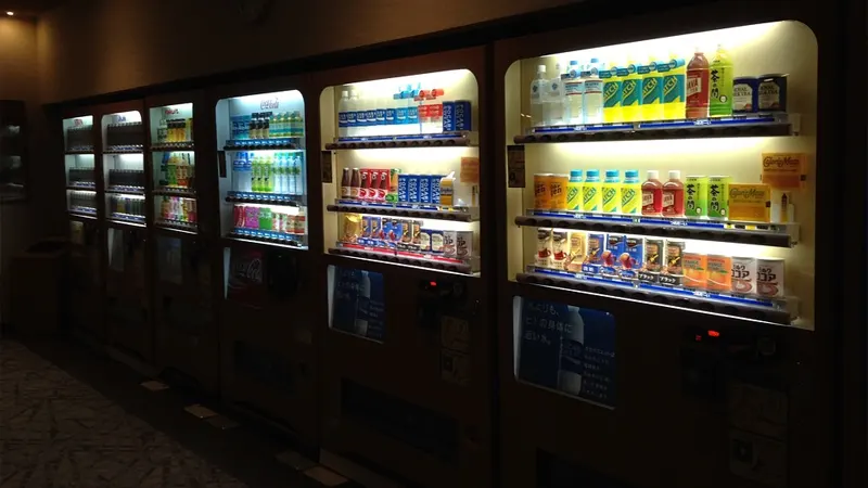 Des distributeurs automatiques dans une rue au Japon
