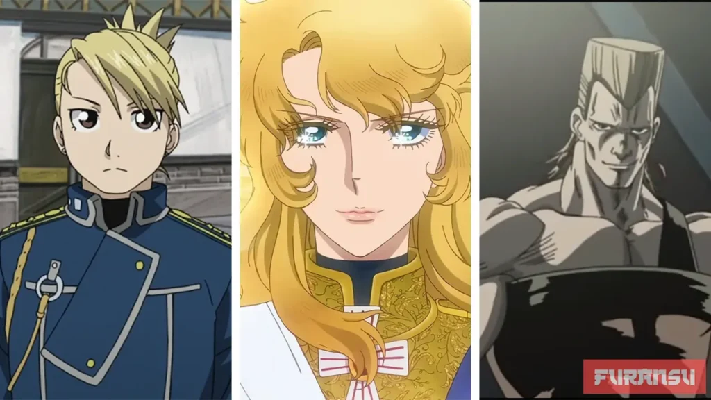 Riza Hawkeye, Oscar François de Jarjayes et Jean-Pierre Polnareff.