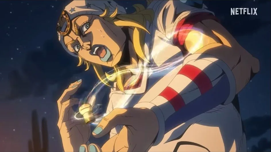 Gyro Zeppeli en action dans Steel Ball Run