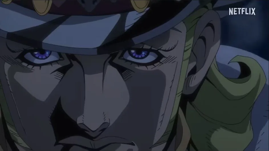 Gros plan sur Gyro Zeppeli dans Steel Ball Run