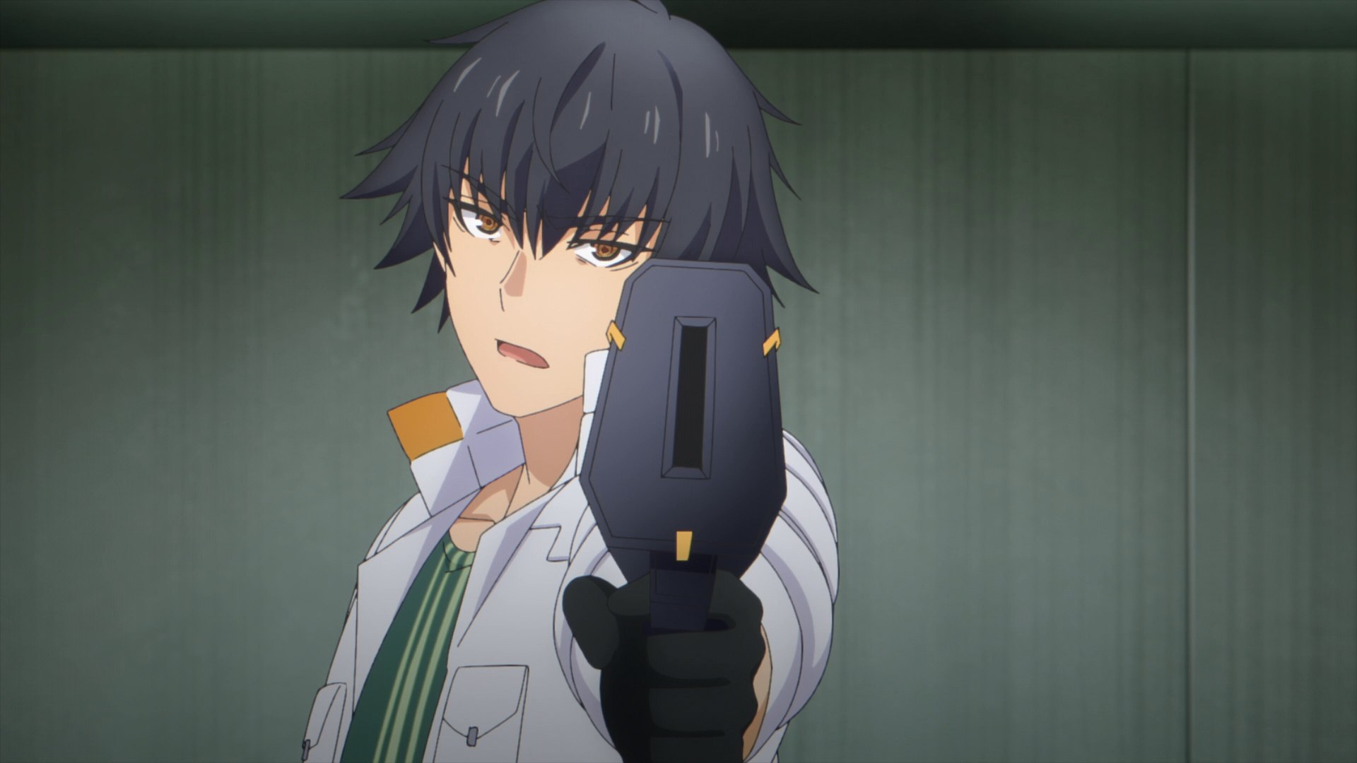 Hiro pointe son arme dans Reborn as a Space Mercenary