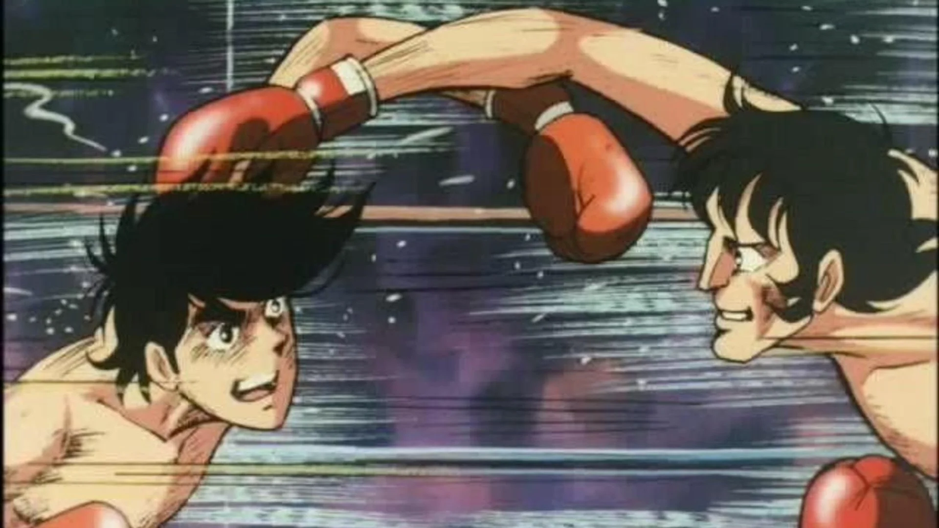 Joe Yabuki et Tōru Rikiishi échangent des coups sur le ring dans l’anime Ashita no Joe