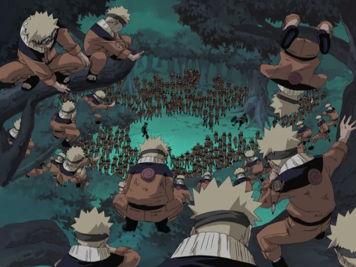 Naruto réussit sa technique de clonage