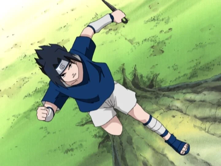 Sasuke travaille le contrôle du chakra pendant l’entraînement