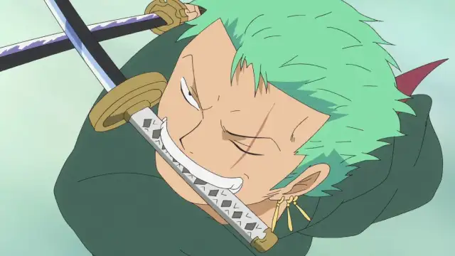 Roronoa Zoro, un sabre tenu dans la bouche, anime One Piece